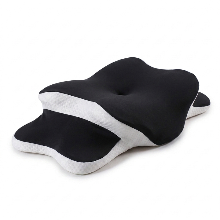 Butterfly Neck Pillow with Memory Foam Core and Washable Cover in black