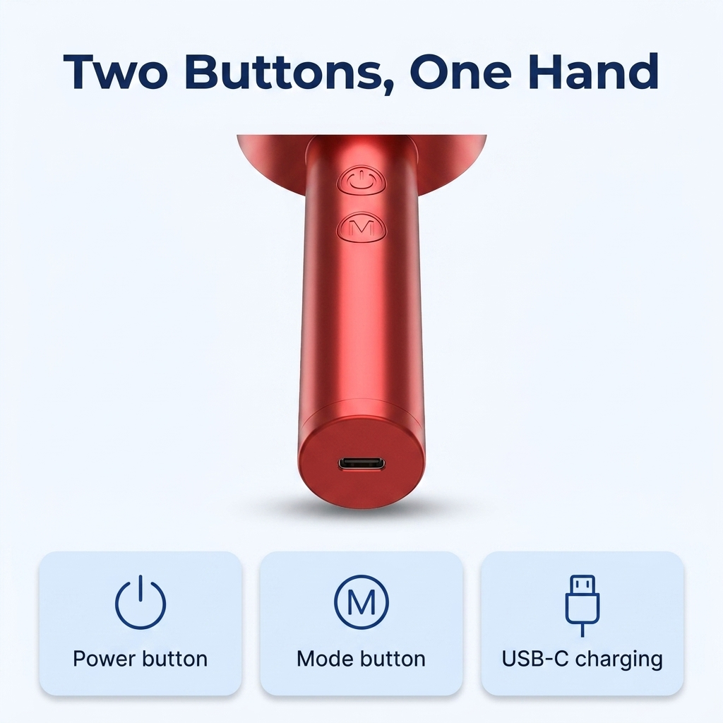 Power button, mode button and USB-C port
