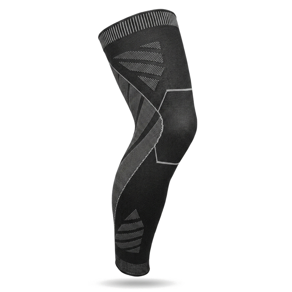 Full leg compression sleeve packshot in black knit