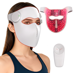 White rigid red light LED face mask shown on its own