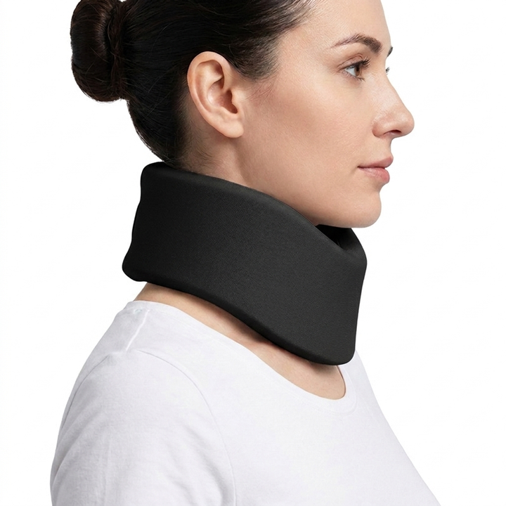 Adjustable Neck Brace Support Collar with Soft Padding in black