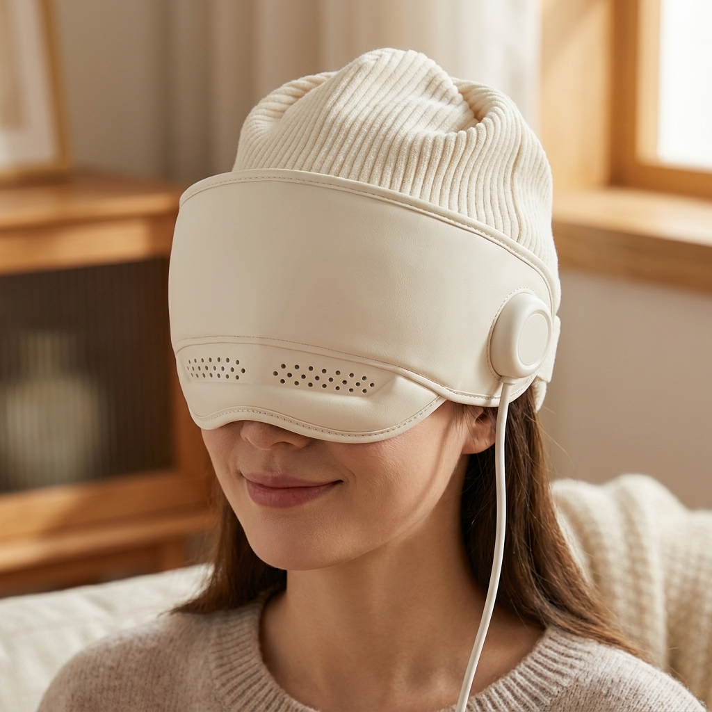 Woman wearing the automatic head massager