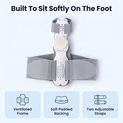 Ventilated frame and straps of the toe splint