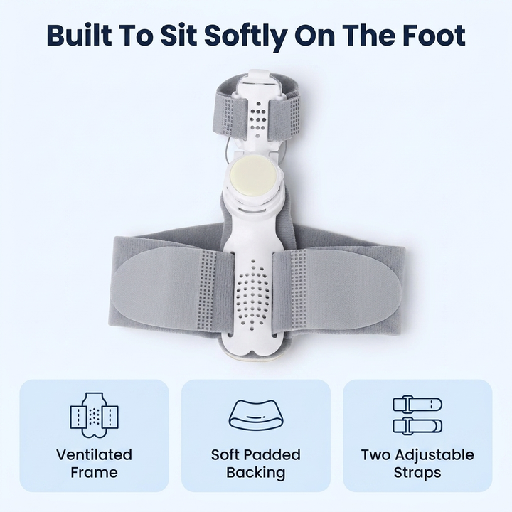 Ventilated frame and straps of the toe splint