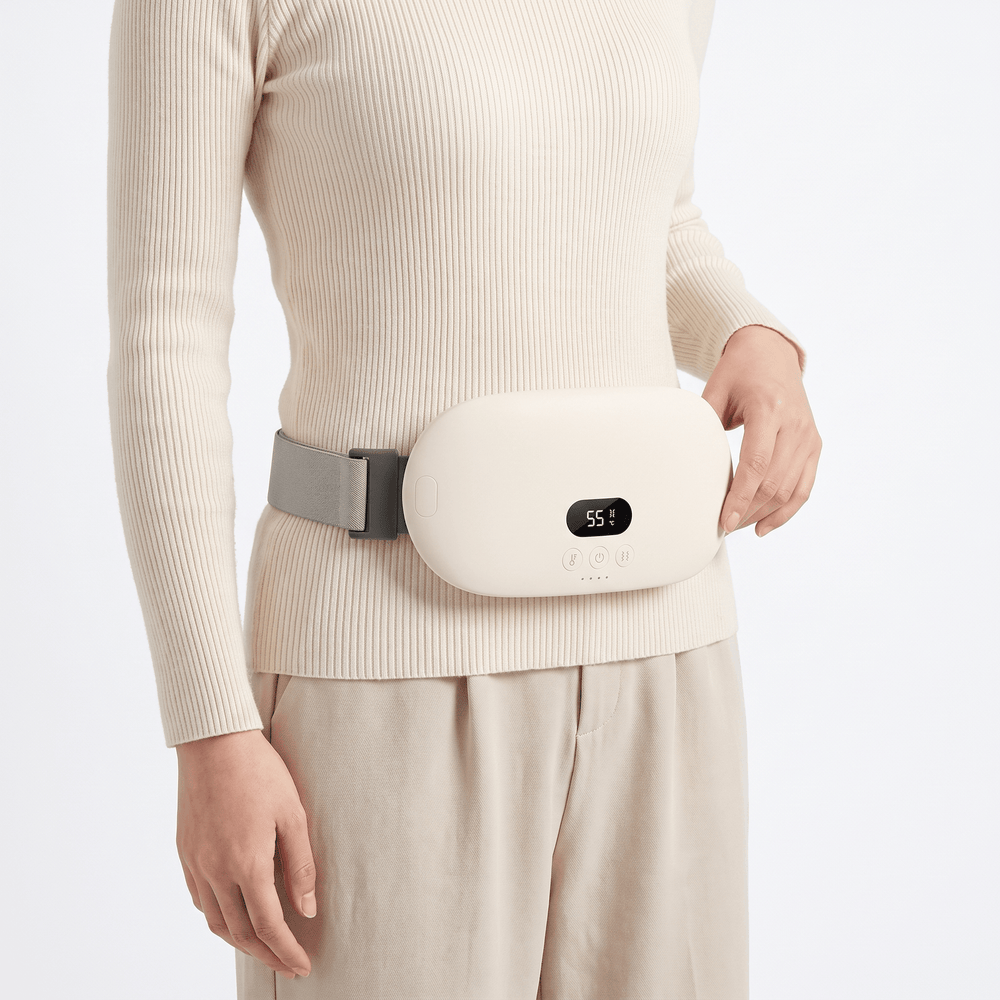Cordless Heated Waist Belt with Vibration Massage in moonlight white