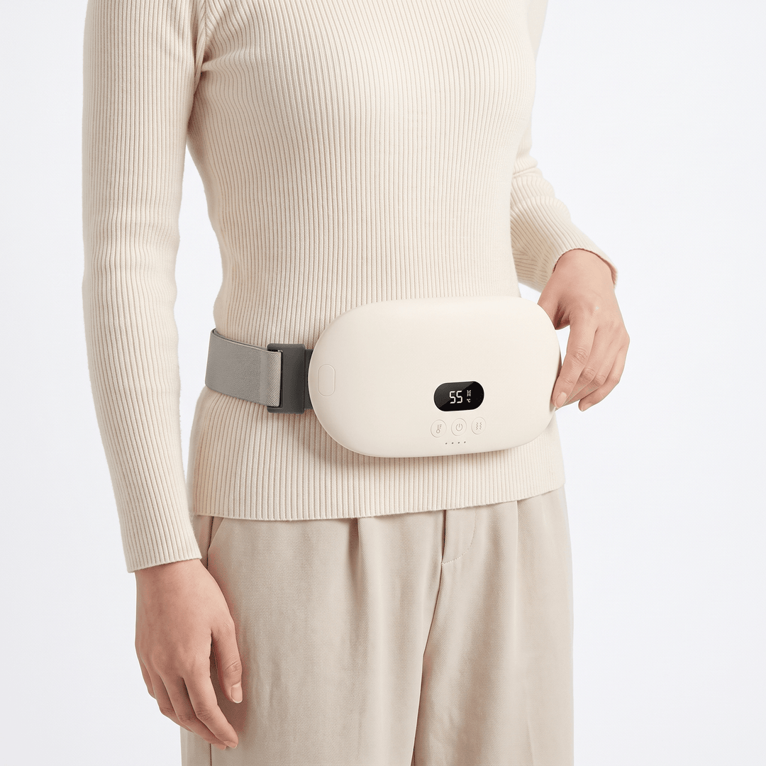 Cordless Heated Waist Belt with Vibration Massage in moonlight white