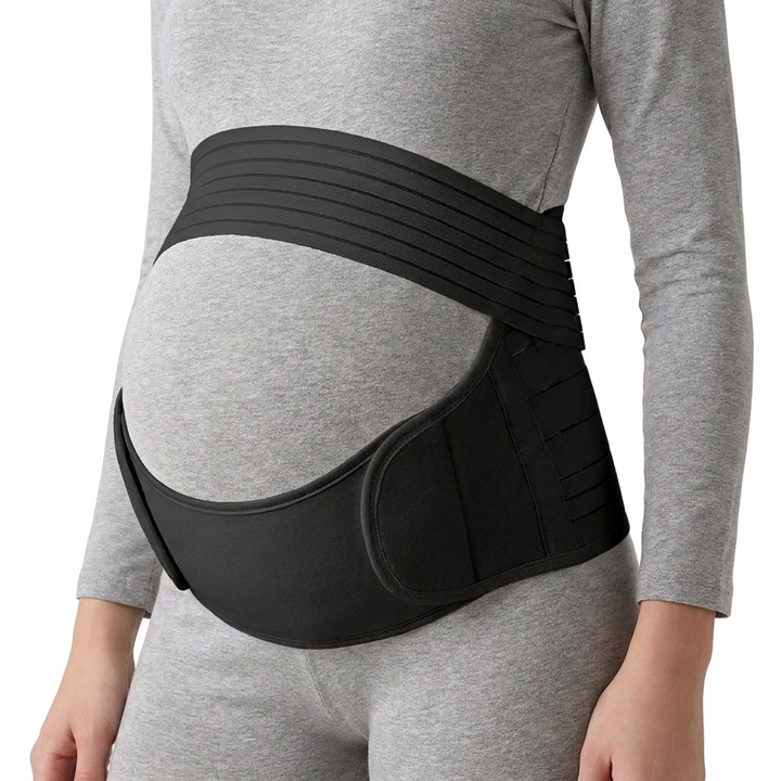 Breathable Pregnancy Support Belt with Adjustable Maternity Band in black