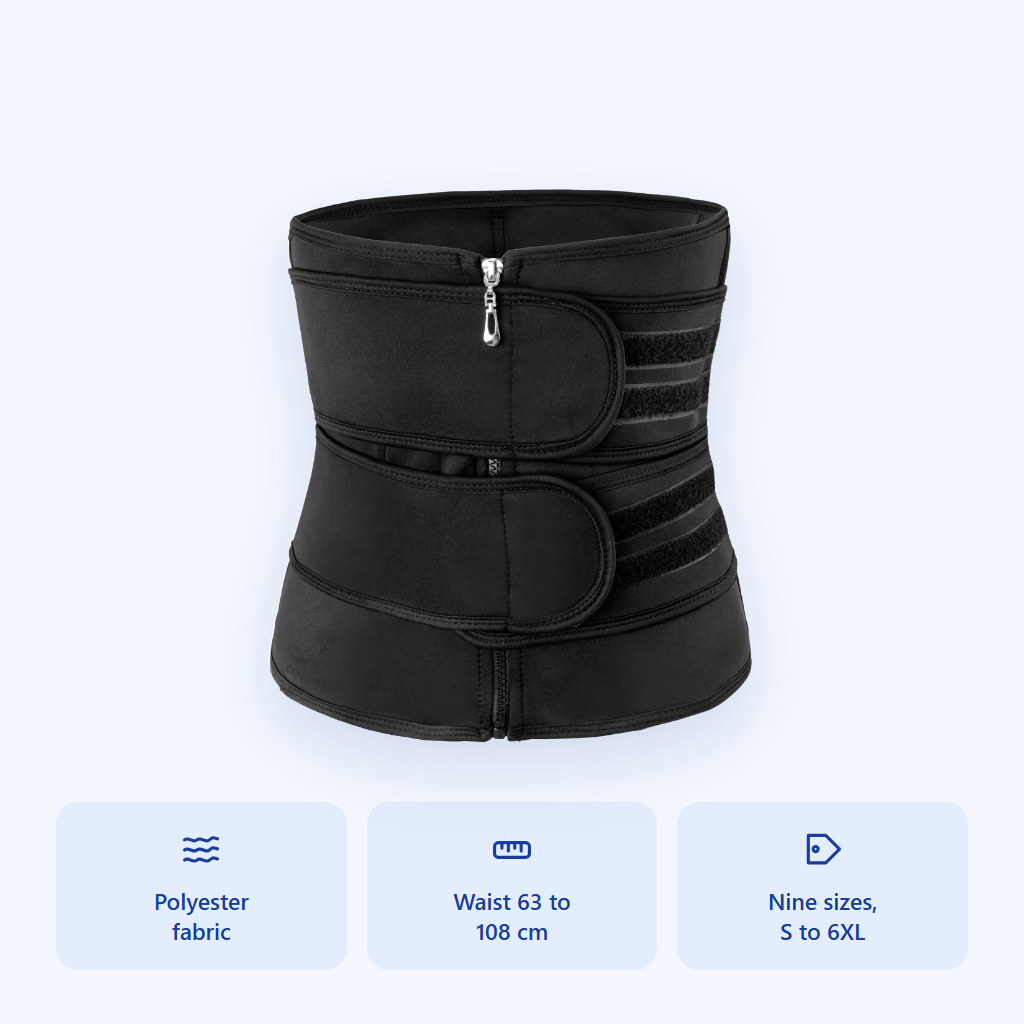 Waist trainer size range and polyester fabric
