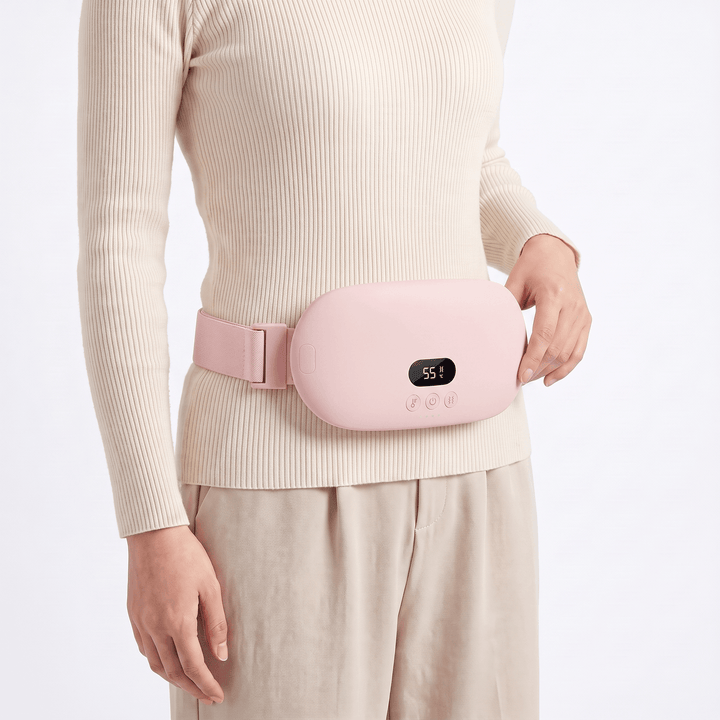 Cordless Heated Waist Belt with Vibration Massage in cherry blossom pink