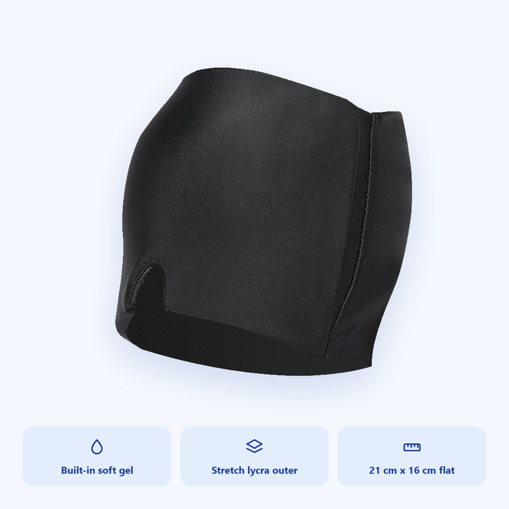 Gel sewn inside a stretch elastane shell