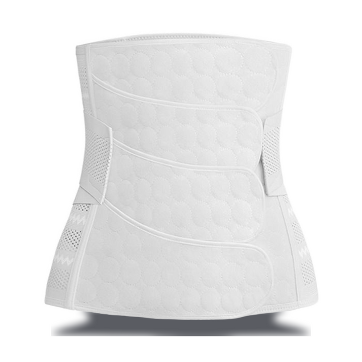 Postpartum Belly Band Abdominal Binder with Four Adjustable Straps in white