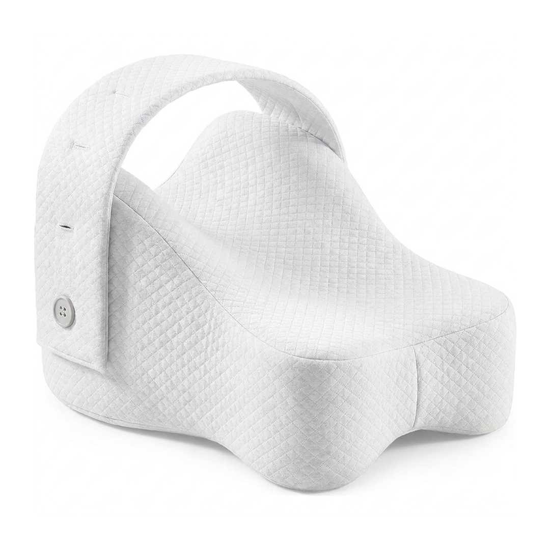 Knee Pillow with Adjustable Button Strap in white