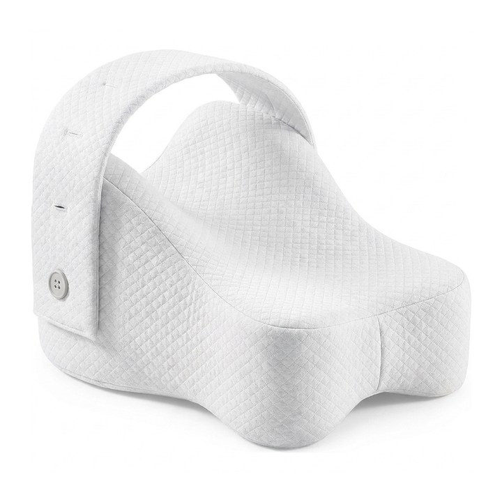 Knee Pillow with Adjustable Button Strap in white
