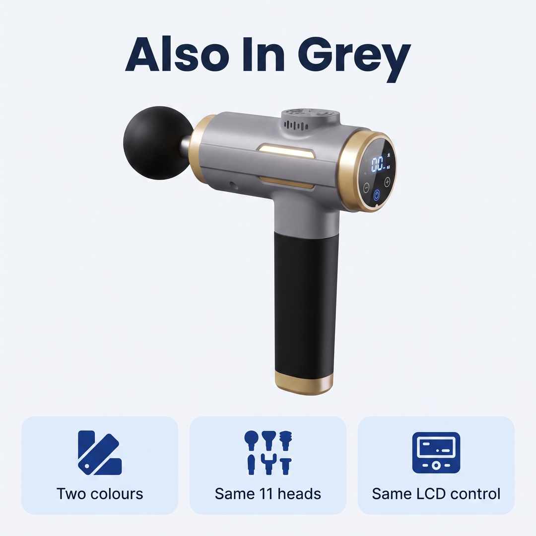 Mini massage gun available in white and grey