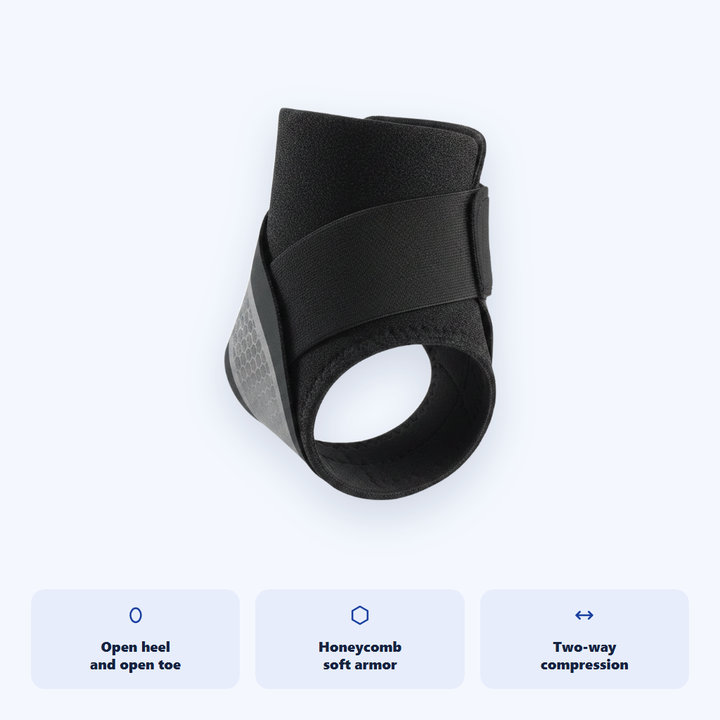 Ankle support brace wrap and open heel
