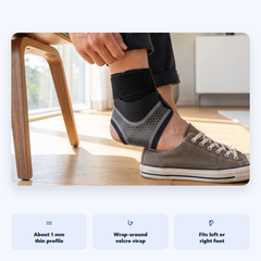Ankle support brace worn low profile under a shoe