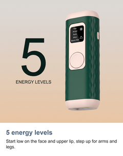 The IPL device beside a large figure five for its five energy levels
