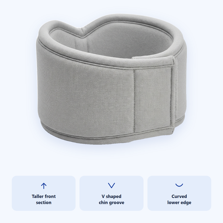 A neck collar shaped for the chin and the shoulders