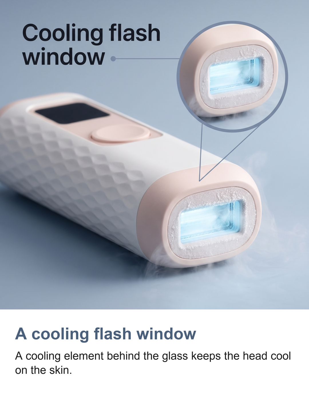 Macro of the cooling flash window in the base of the IPL device