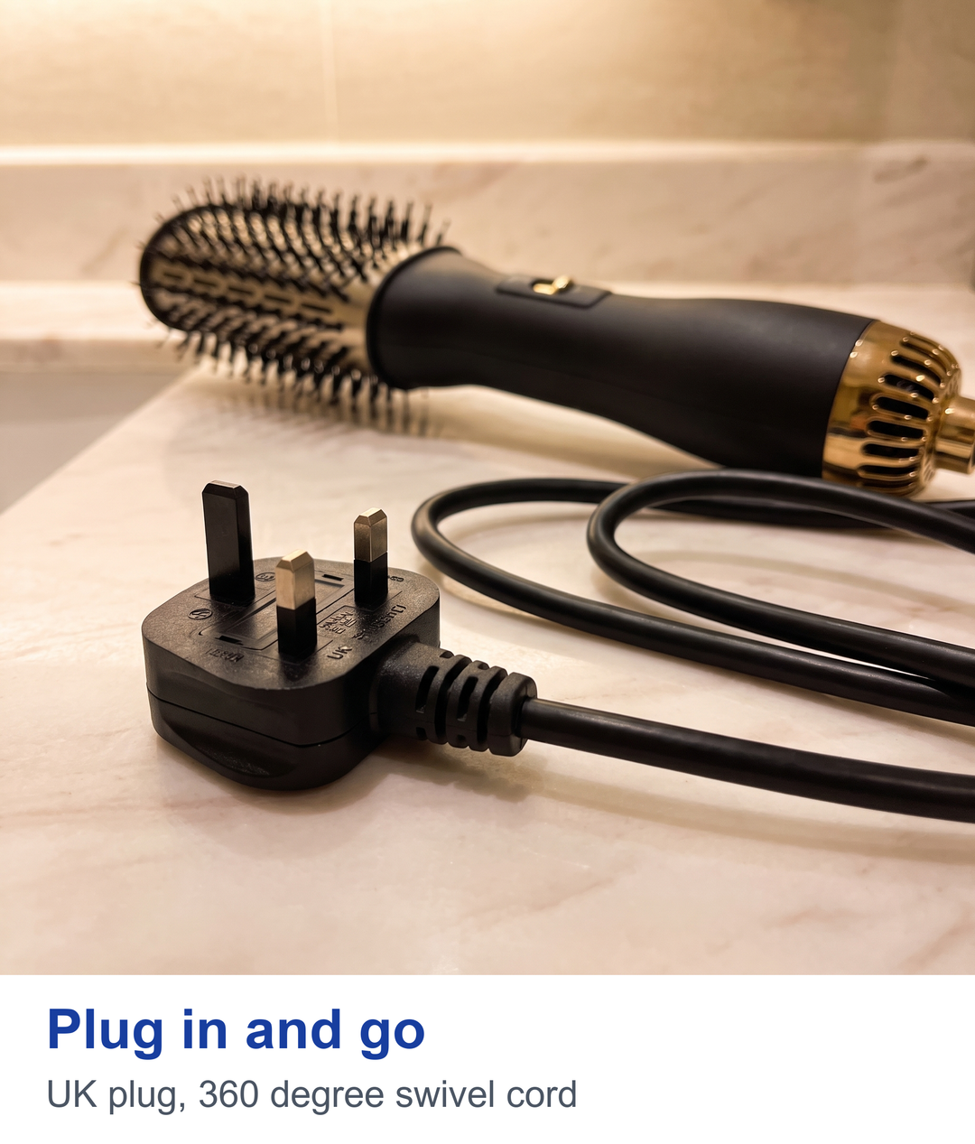UK plug and swivel cord of the hot air styling brush