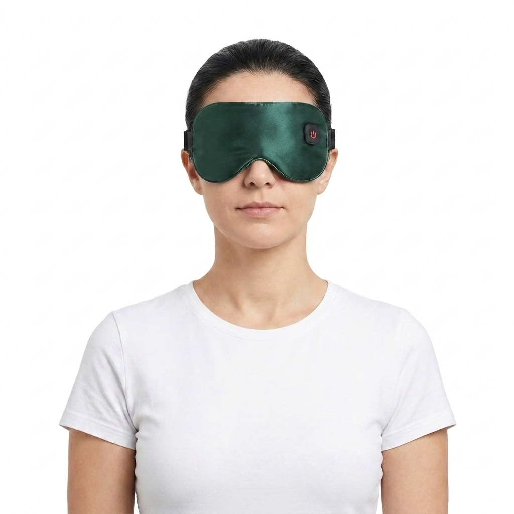 Heated Eye Mask with Adjustable Strap in dark green