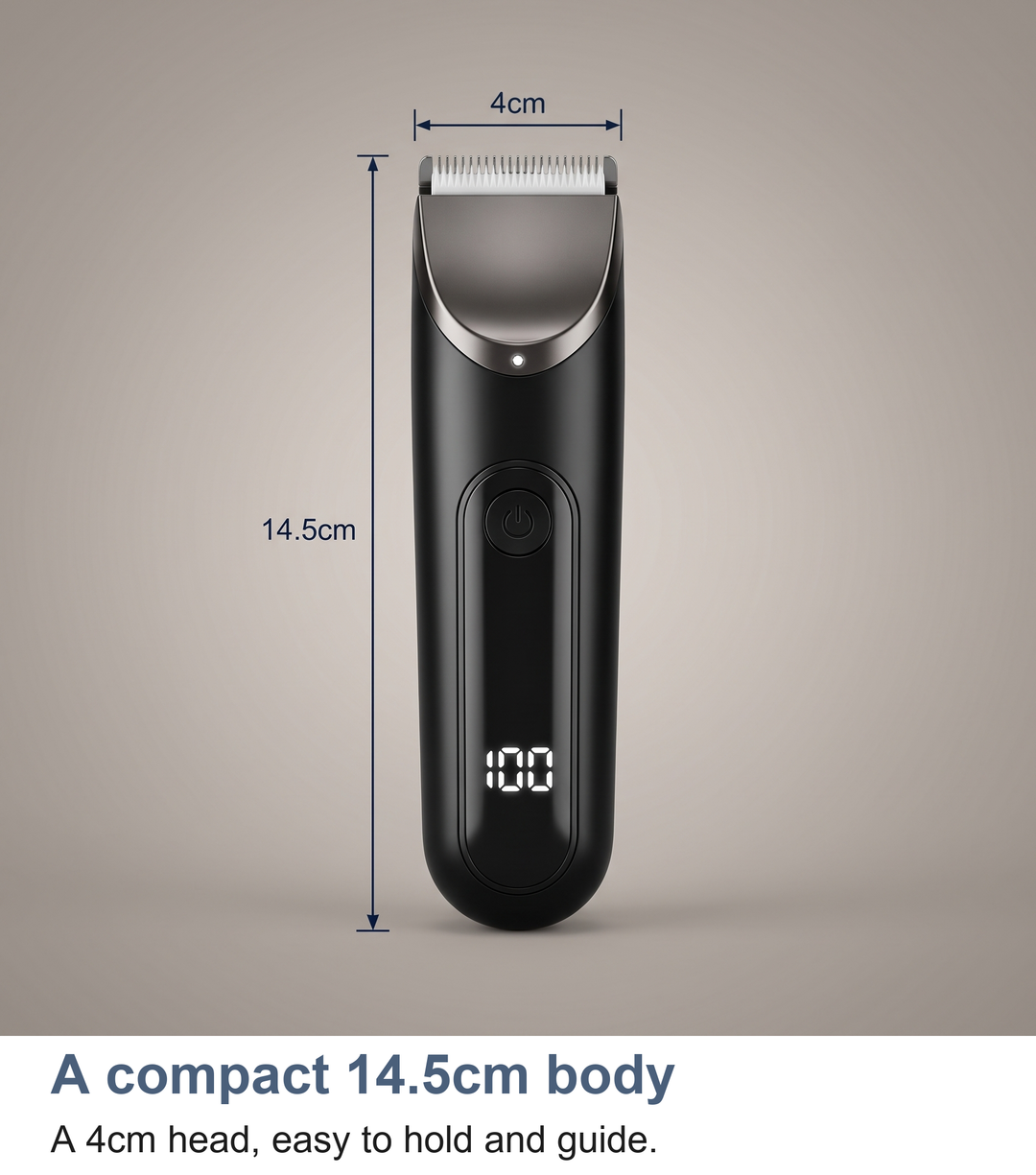 Body trimmer measured at 14.5cm long with a 4cm head