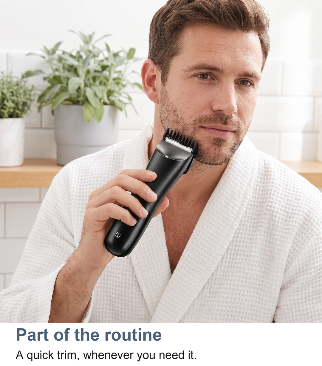 Body trimmer used as part of a grooming routine