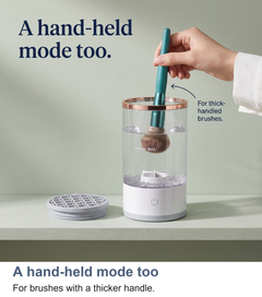 Hand-held mode of the brush cleaner for a thick-handled brush