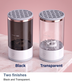 Automatic brush cleaner in Black and Transparent side by side