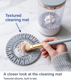 Macro of the textured cleaning mat inside the brush cleaner