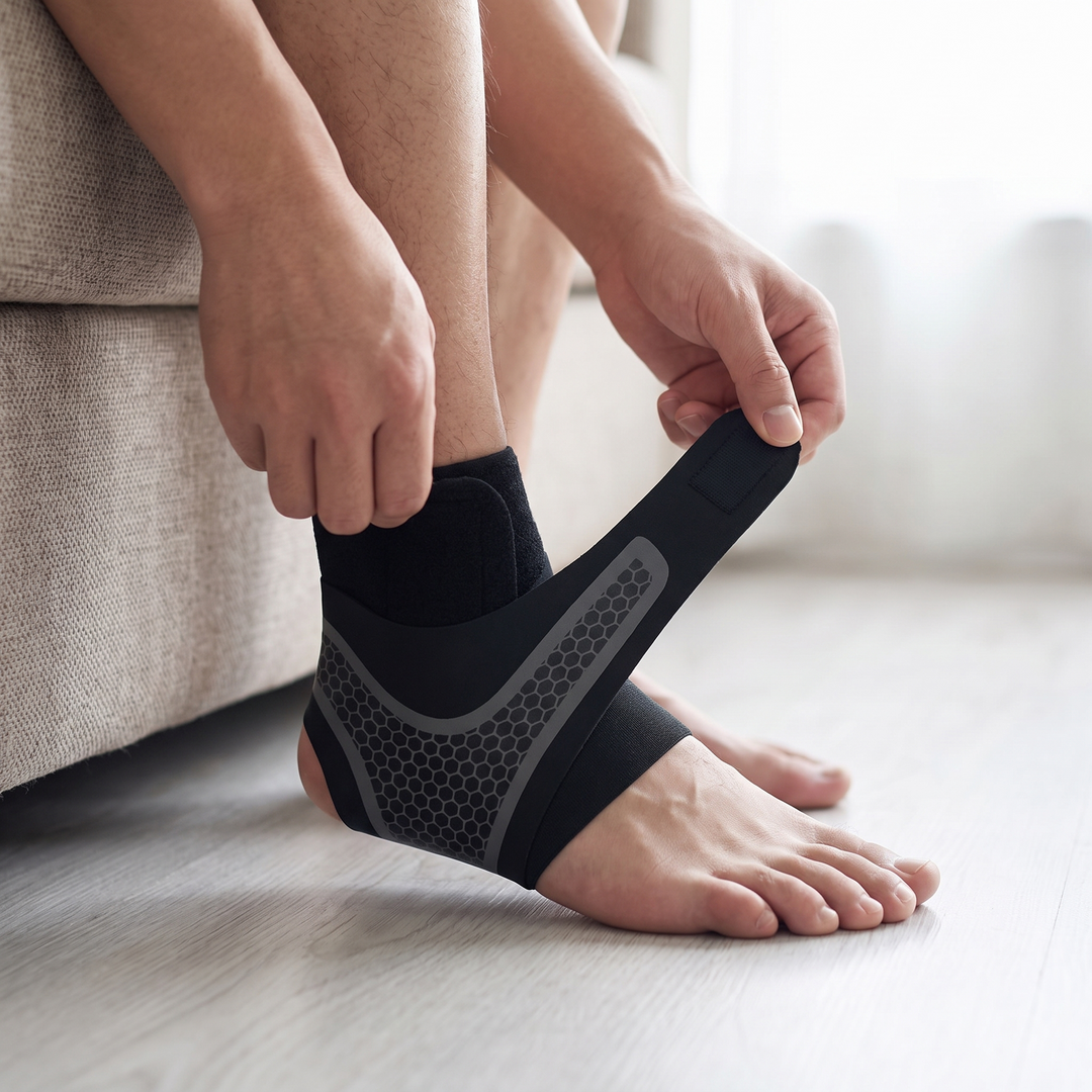 Fastening the wrap-around ankle strap