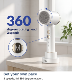 Facial cleansing brush with its 3 speed, 360 degree rotation stat