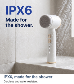 Facial cleansing brush used in the shower, IPX6 water resistant
