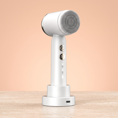 White 6-in-1 cordless facial cleansing brush