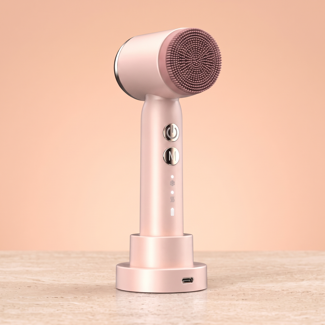 Pink 6-in-1 cordless facial cleansing brush