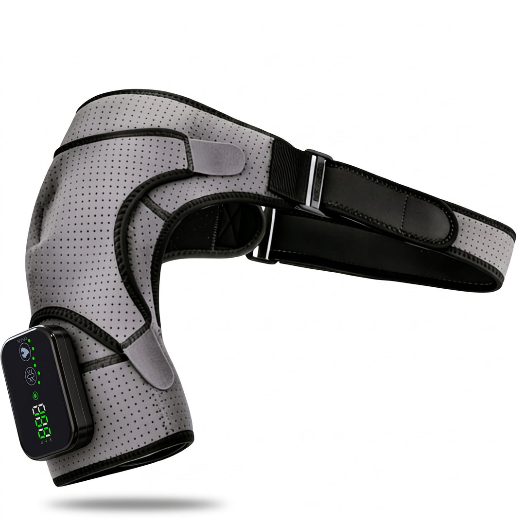 Heated Shoulder Massager Brace with Vibration in grey