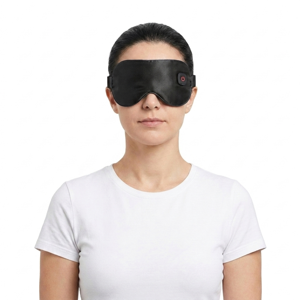 Heated Eye Mask with Adjustable Strap in classic black
