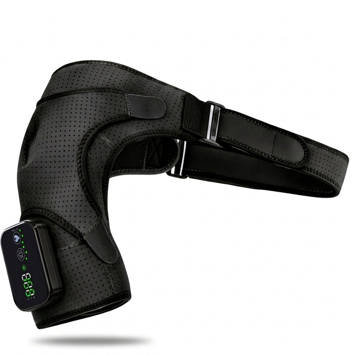 Heated Shoulder Massager Brace with Vibration in black