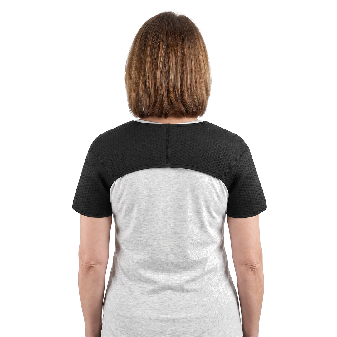 double shoulder support brace worn back view