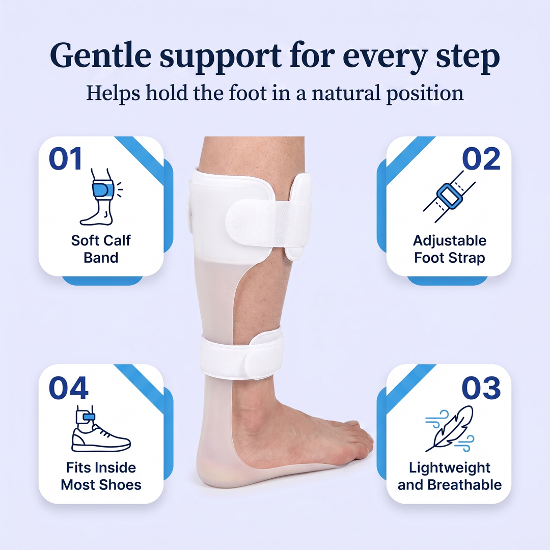 Adjustable Foot-Up Support Brace - rigid AFO drop foot brace, view 4