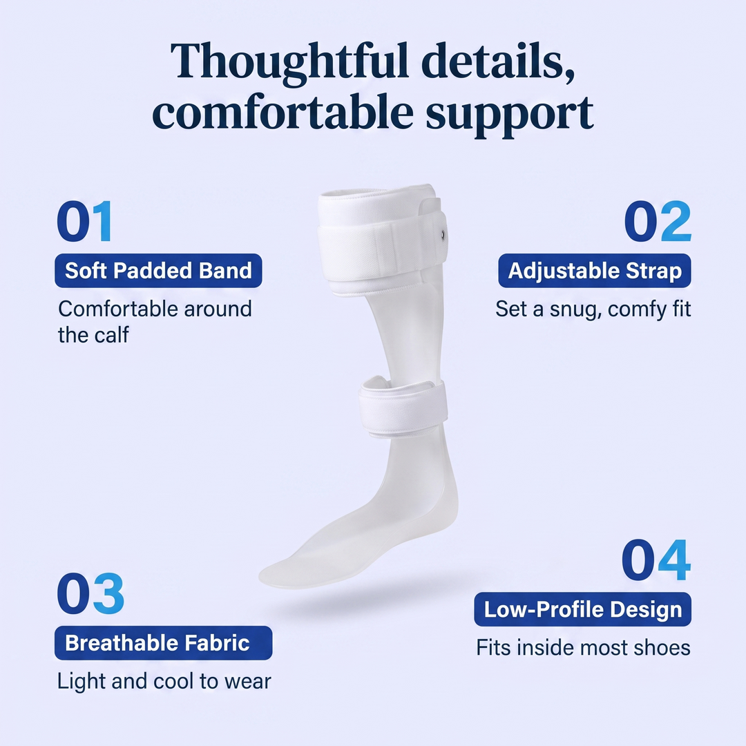 Adjustable Foot-Up Support Brace - rigid AFO drop foot brace, view 5