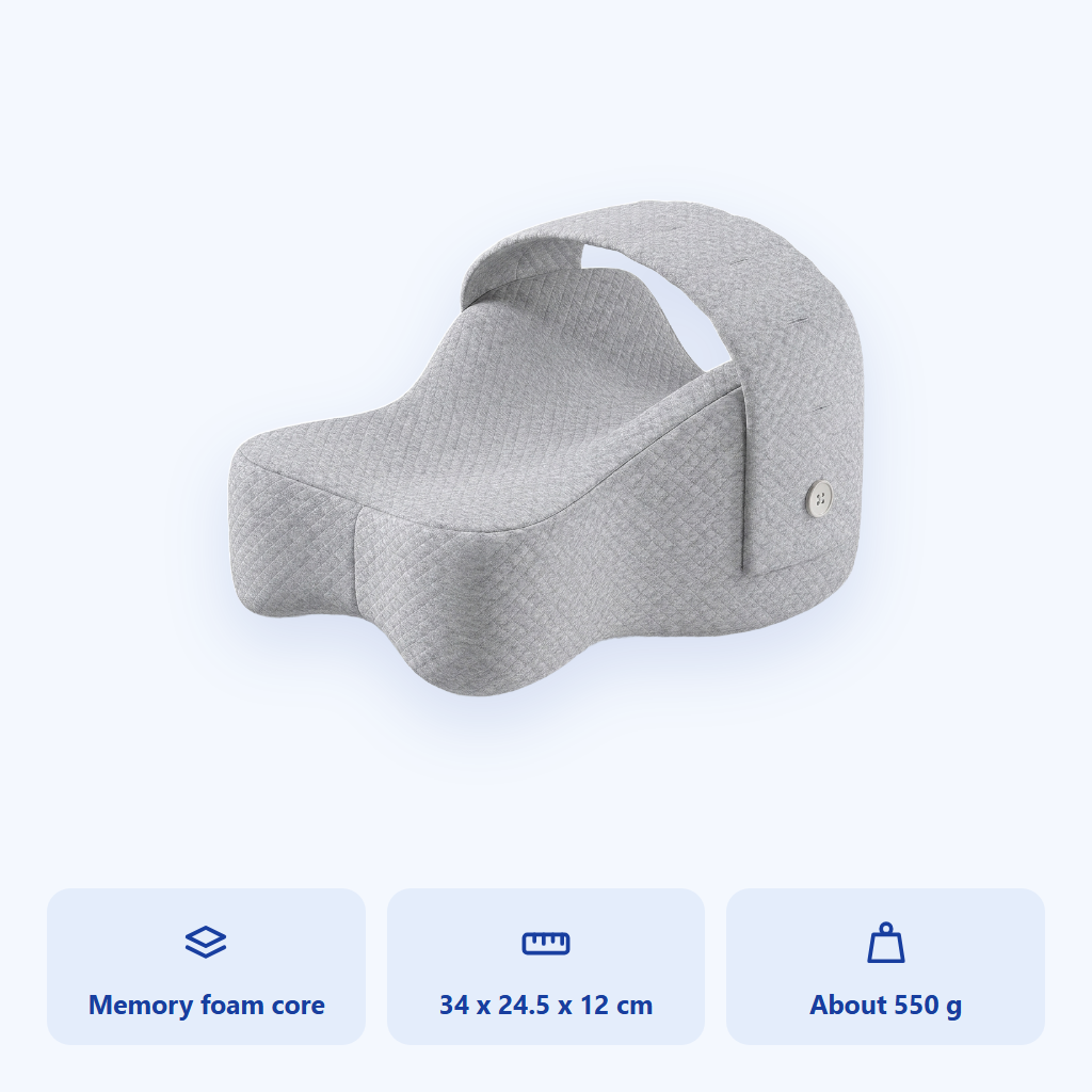 The shape of the knee pillow and its real size