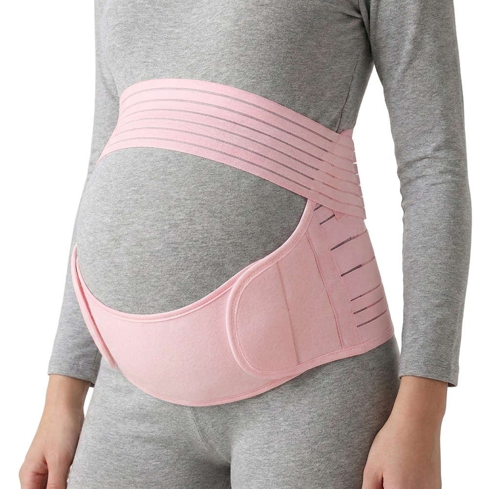 Breathable Pregnancy Support Belt with Adjustable Maternity Band in pink