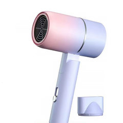 Foldable travel hair dryer in gradient with its concentrator nozzle