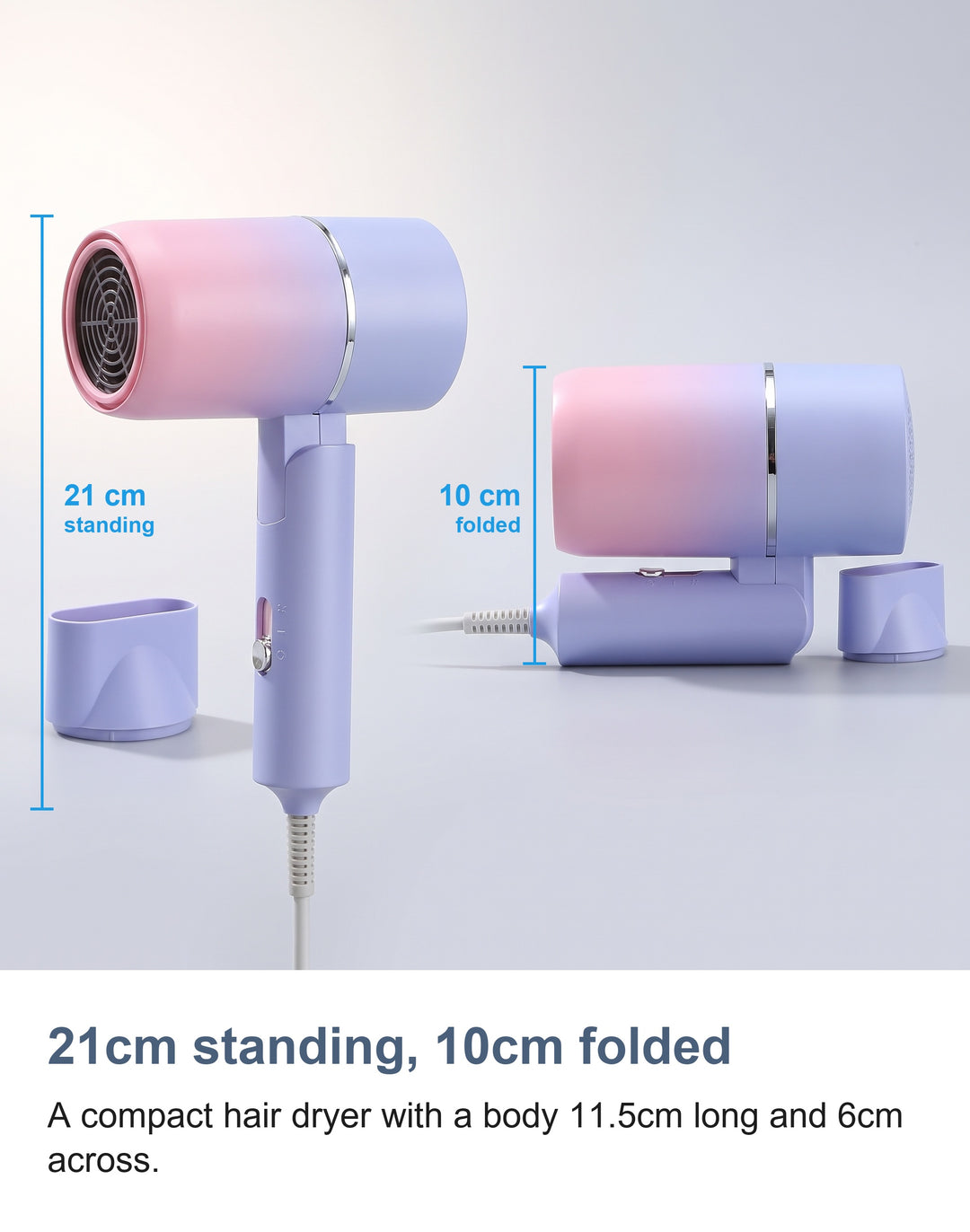 Foldable Travel Hair Dryer, Compact Mini Ionic Folding Hair Dryer