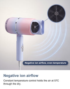Foldable Travel Hair Dryer, Compact Mini Ionic Folding Hair Dryer