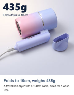 Foldable Travel Hair Dryer, Compact Mini Ionic Folding Hair Dryer