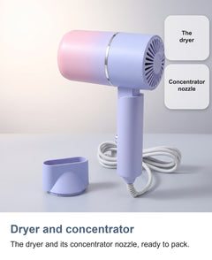 Foldable Travel Hair Dryer, Compact Mini Ionic Folding Hair Dryer