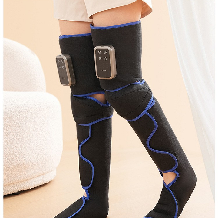 Cordless leg massager worn while standing