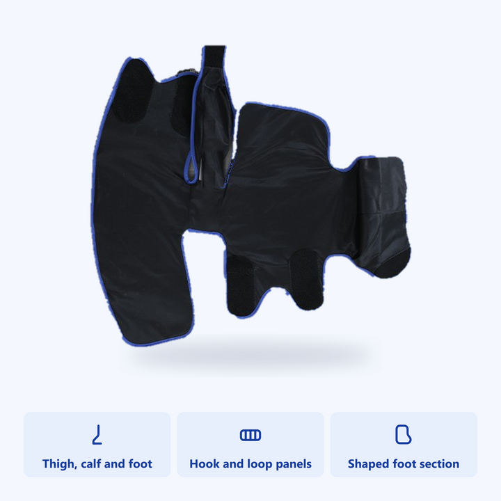 Foot calf and leg massager wrap opened flat